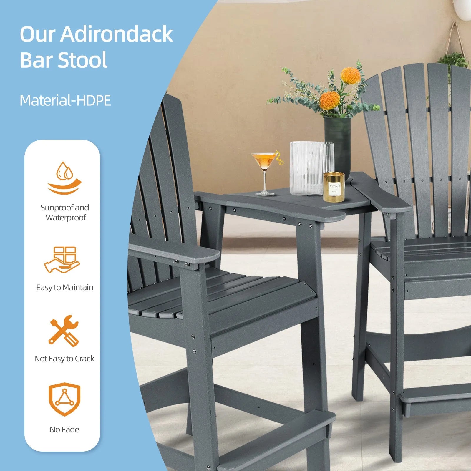Tall_Adirondack_Chairs_Set_of_2_HDPE_Patio_Bar_Stool_with_Connecting_Tray_Aoodor_Gray-7-1