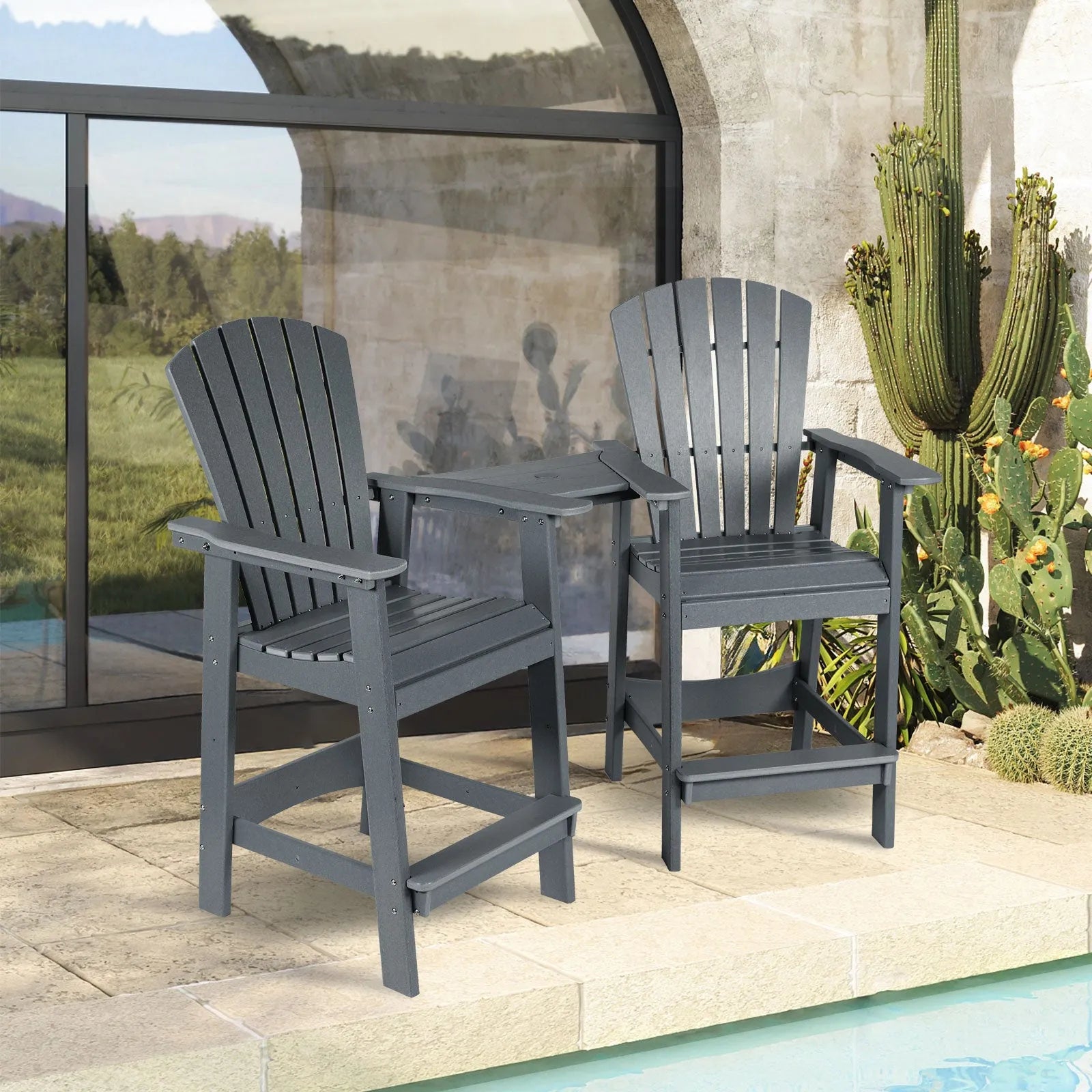 Tall_Adirondack_Chairs_Set_of_2_HDPE_Patio_Bar_Stool_with_Connecting_Tray_Aoodor_Gray-8-1